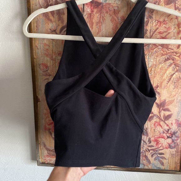 ABERCROMBIE & FITCH CROP TOP CROSS BACK TANK TOP BLACK XS - Picture 7 of 16